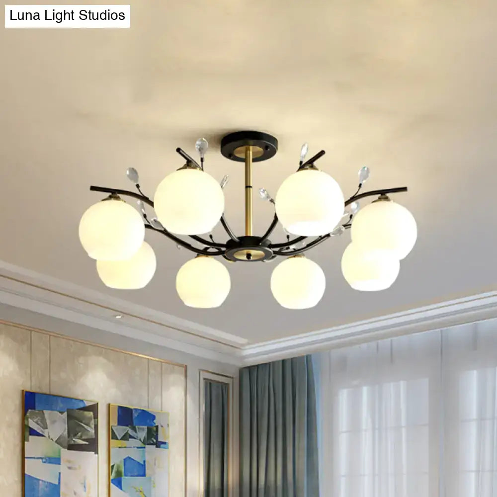 Modernist black & gold cream clear glass ceiling light dining room