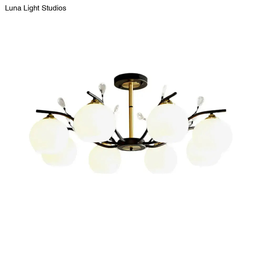 Modernist black & gold cream clear glass ceiling light dining room