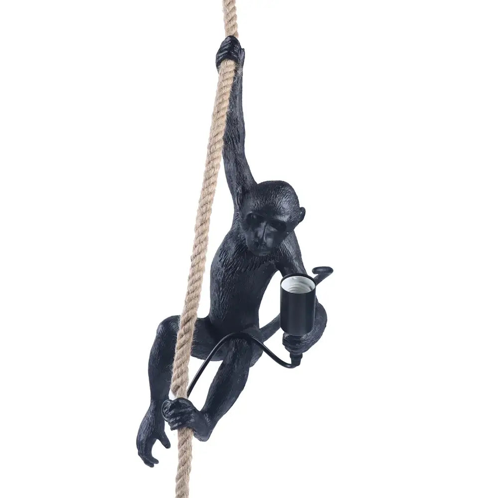 Gold monkey pendant lamp with hemp rope – living room light