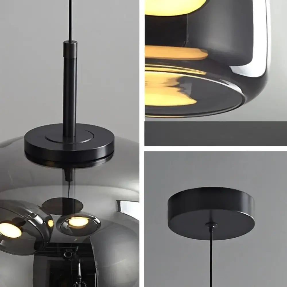 Modern amber glass and brass nordic pendant light dining room