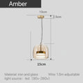 Modern amber glass and brass nordic pendant light dining room