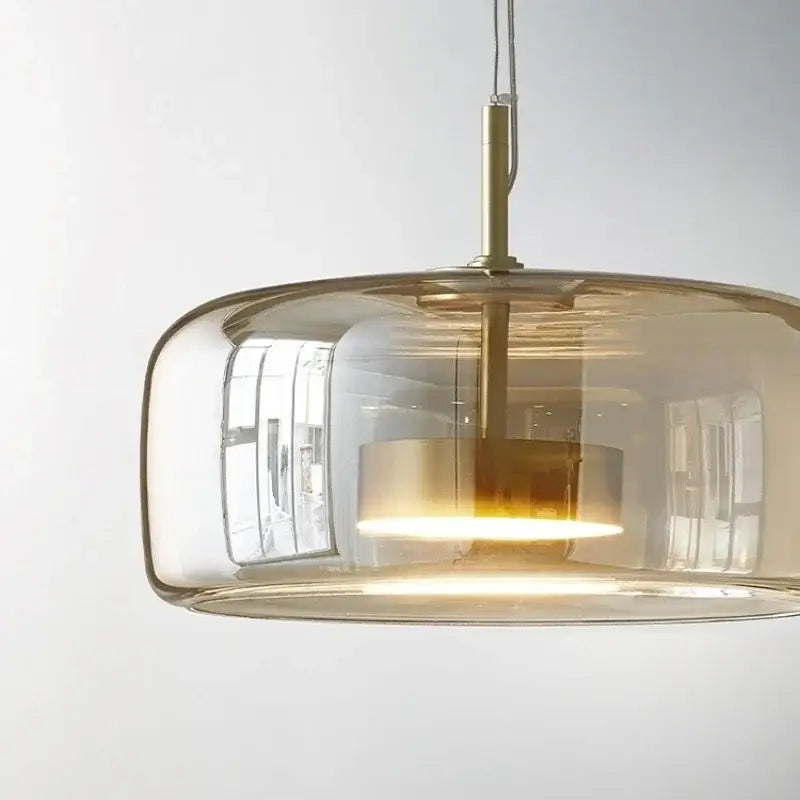 Modern amber glass and brass nordic pendant light dining room