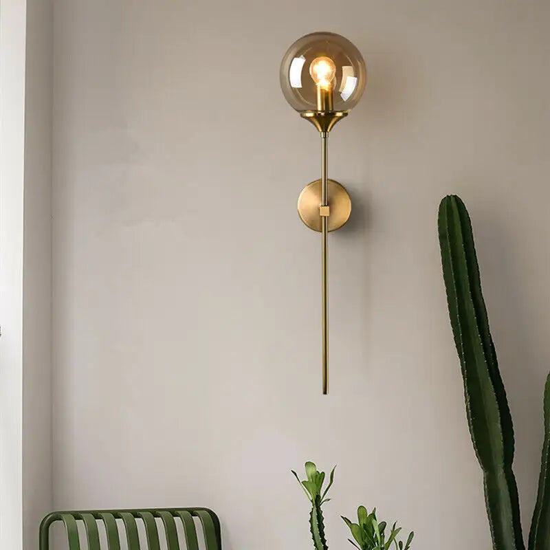 Moroccan brass and amber glass wall sconce bedroom light