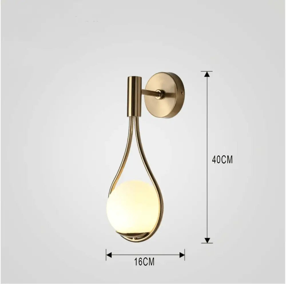 Modern gold teardrop nordic wall lamp bedroom glass sconce