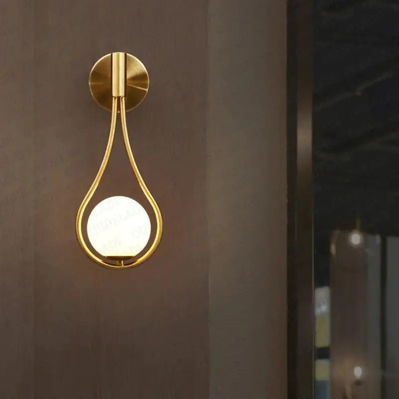 Modern gold teardrop nordic wall lamp bedroom glass sconce