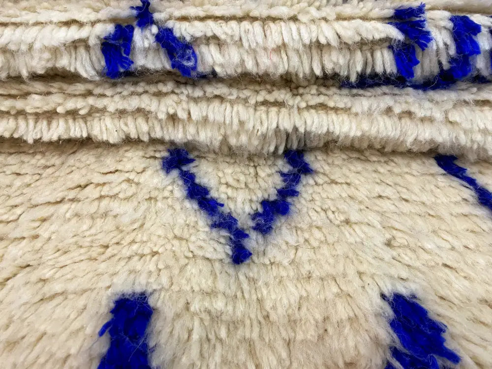 Handmade moroccan azilal rug beige & navy living room decor