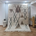 Handmade moroccan azilal rug cream & black geometric bedroom decor