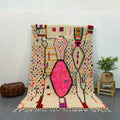 Handmade moroccan azilal rug cream geometric bedroom decor
