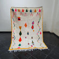 Handmade azilal moroccan rug cream geometric bedroom carpet