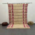 Handmade cream & dusty rose azilal rug living room natural wool