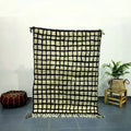 Handmade beni ouarain black & cream rug – living room grid decor