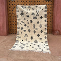 Handmade moroccan beni ouarain cream and black rug bedroom carpet