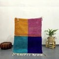 Handmade beni ouarain colorful block rug bedroom floor decor