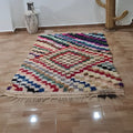 Handmade beni ouarain multicolored geometric rug bedroom decor