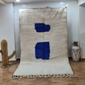 Handcrafted moroccan rug cream & blue geometric living room decor