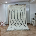 Handmade moroccan beni ouarain cream & black rug bedroom decor