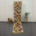 Handmade beni ouarain rug beige and mustard hallway runner