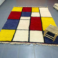 Vibrant geometric moroccan handmade beni ouarain rug living room