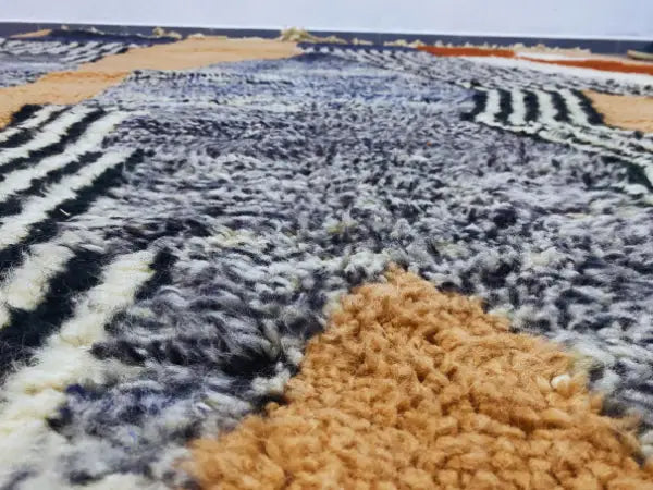 Beni ouarain navy & terracotta moroccan handmade rug bedroom decor