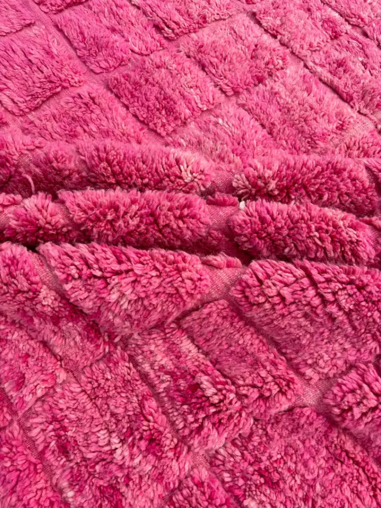 Handmade beni ourain fuchsia moroccan rug bedroom decor
