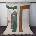 Authentic moroccan beige abstract custom hanbel rug living room decor