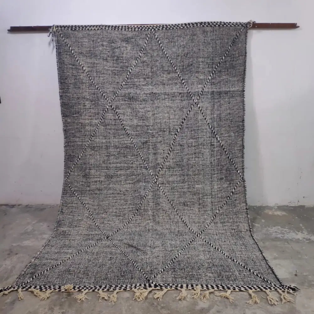 Handmade gray & black moroccan custom hanbel rug living room decor