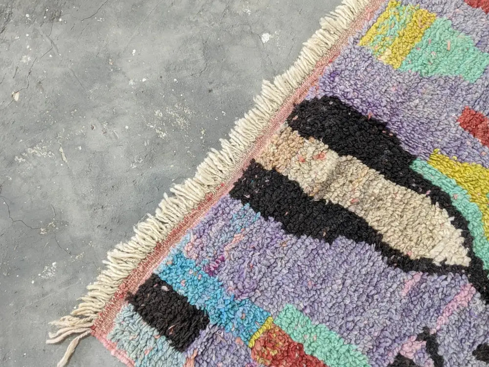 Vibrant abstract moroccan handmade wool rug living room wall decor