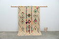 Beige colorful geometric moroccan handmade azilal rug bedroom decor