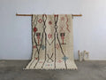 Moroccan handmade beige wool rug living room geometric patterns