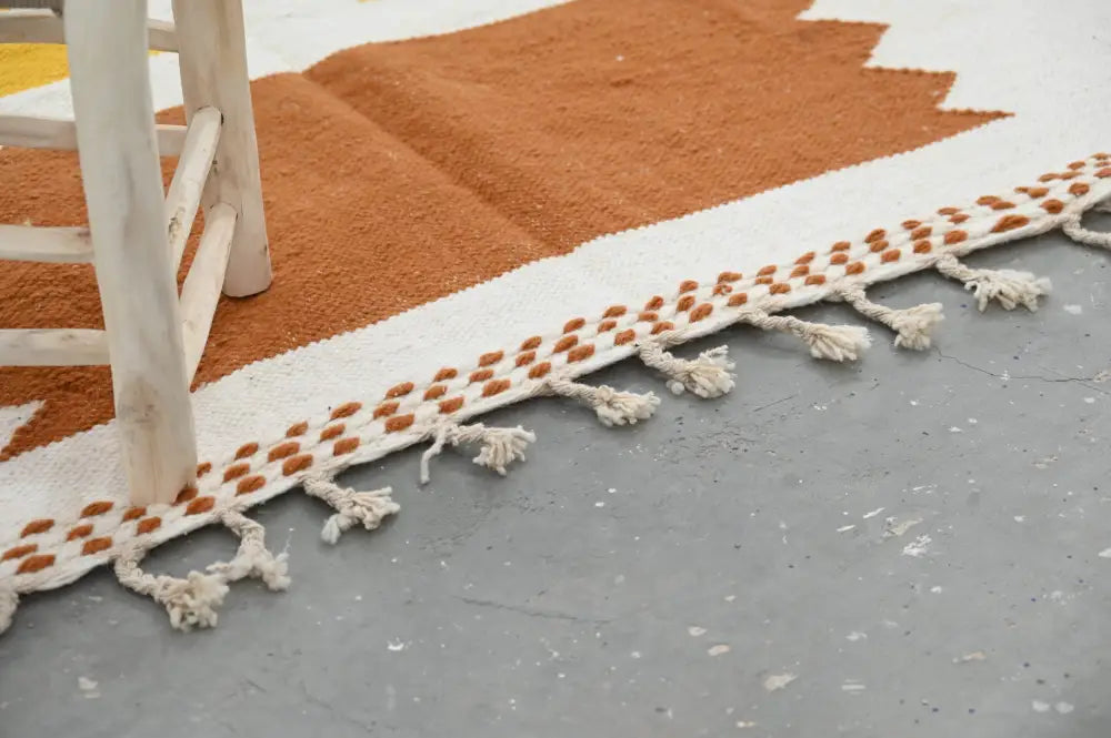 Handmade traditional azilal colorful rug beige bedroom decor