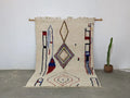 Handmade cream geometric azilal rug bedroom moroccan traditional carpet