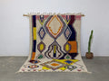 Handmade colorful geometric azilal rug bedroom moroccan decor