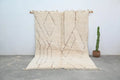 Handmade moroccan beni ouarain rug cream & beige living room carpet