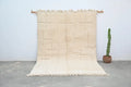 Handmade moroccan beni ouarain beige woolen rug bedroom decor