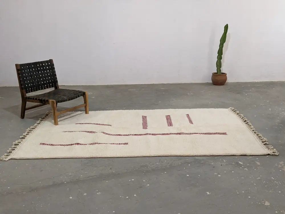Handmade beni ouarain beige & rust rug bedroom moroccan decor