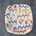 Moroccan handmade off-white embroidered square pouf living room 60cm x 60cm
