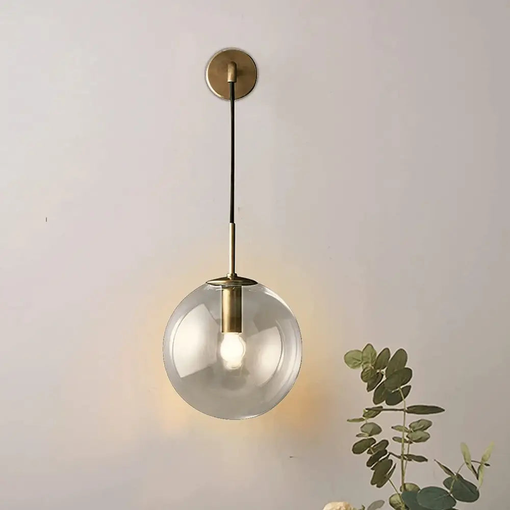 Modern brass glass globe modern wall sconce – living room light