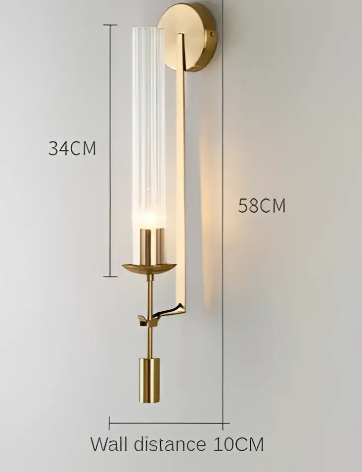 Modern gold wall sconce bedroom clear glass cylinder light