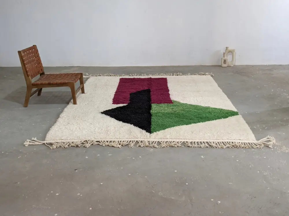 Traditional azilal rug cream geometric living room carpet