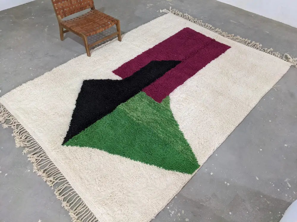 Traditional azilal rug cream geometric living room carpet