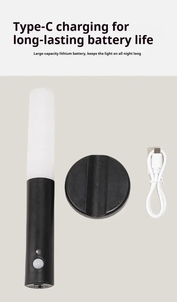 Modern black motion sensor battery operated wall lamp bedroom light