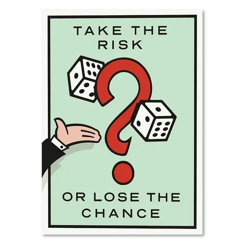 Motivational monopoly millionaire mint green wall art living room decor
