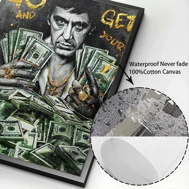 Tony montana go and get yours canvas wall art living room decor