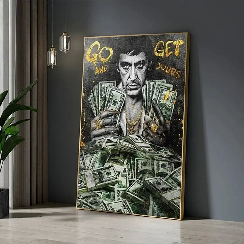 Tony montana go and get yours canvas wall art living room decor