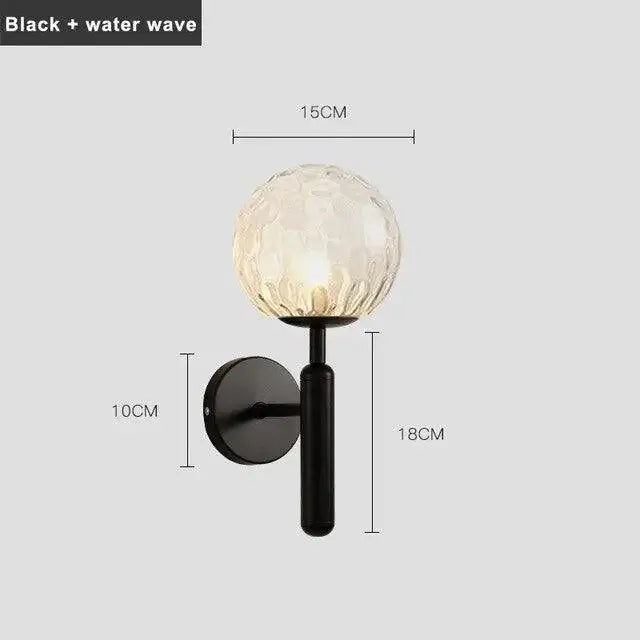 Luxury gold frosted glass globe wall sconce bedroom light