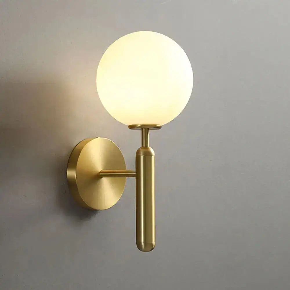 Luxury gold frosted glass globe wall sconce bedroom light