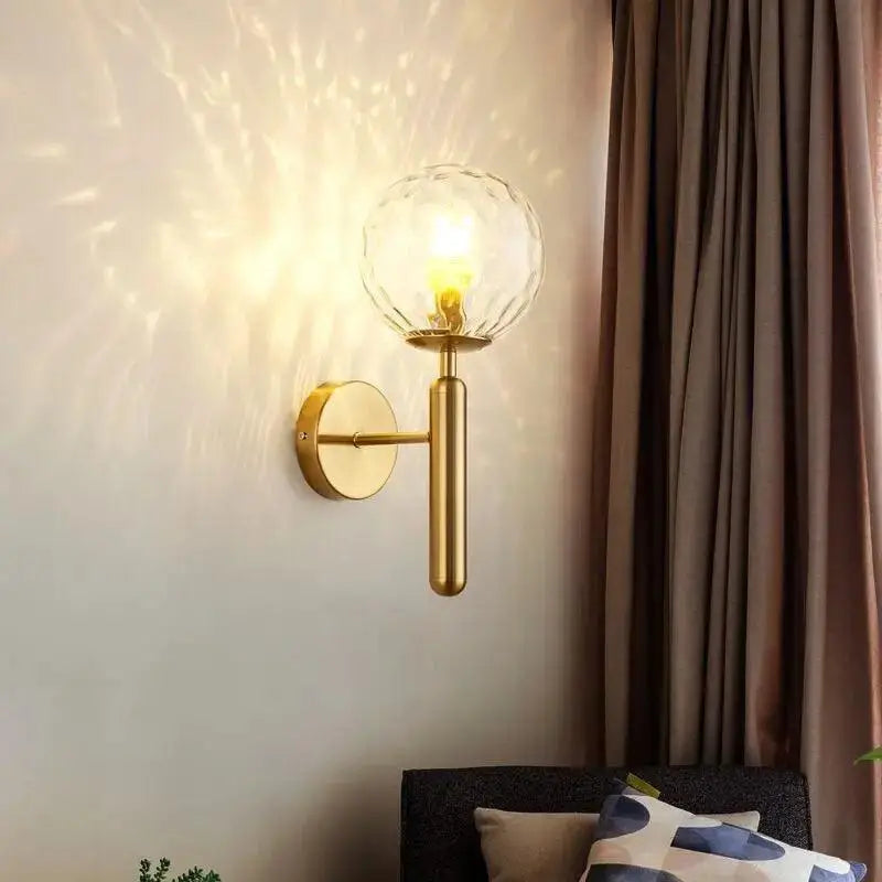 Luxury gold frosted glass globe wall sconce bedroom light