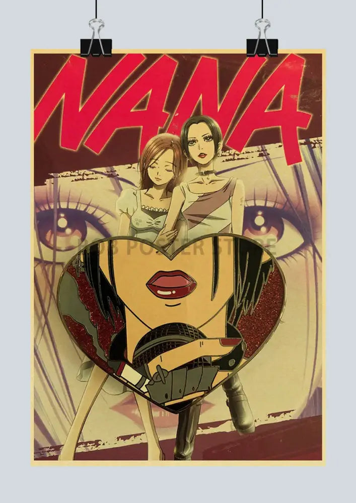 Retro nana anime kraft poster set bedroom floral wall art