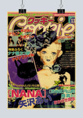 Retro nana anime kraft poster set bedroom floral wall art