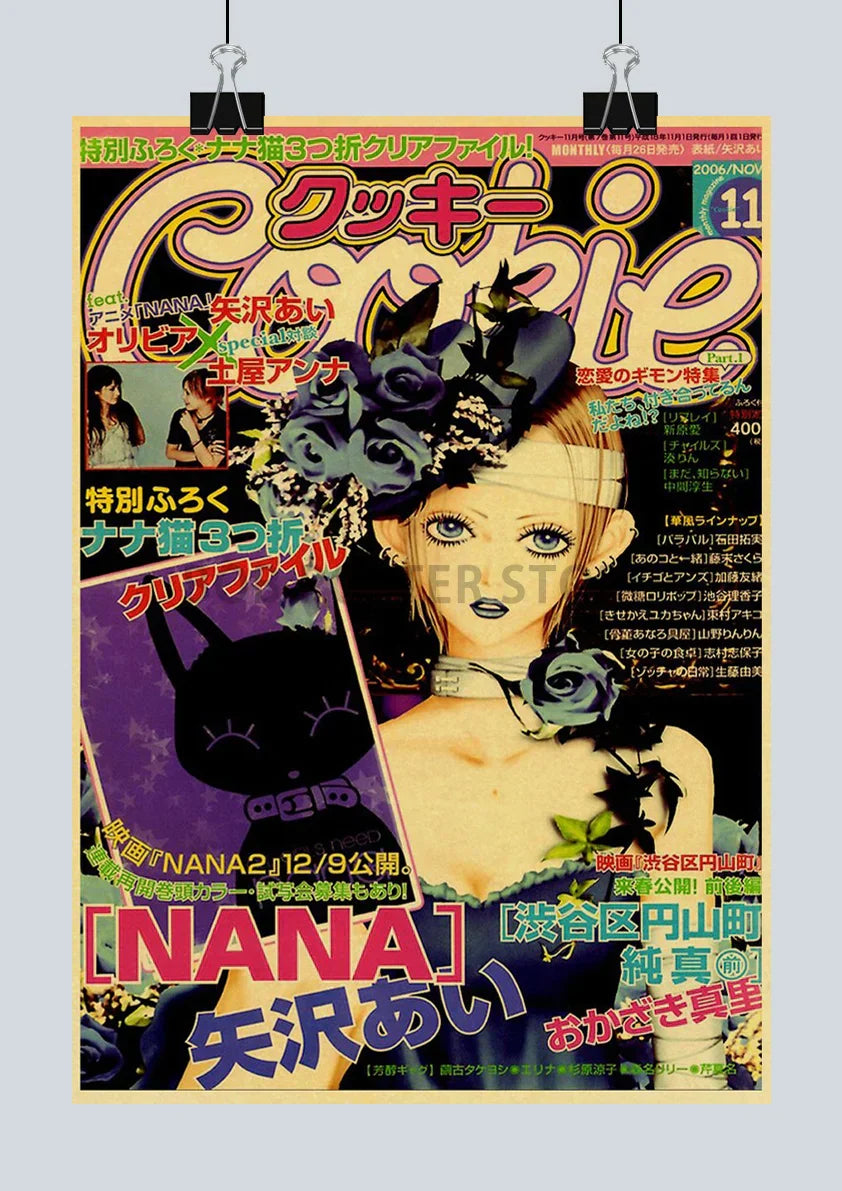 Retro sepia nana anime poster set bedroom wall decor